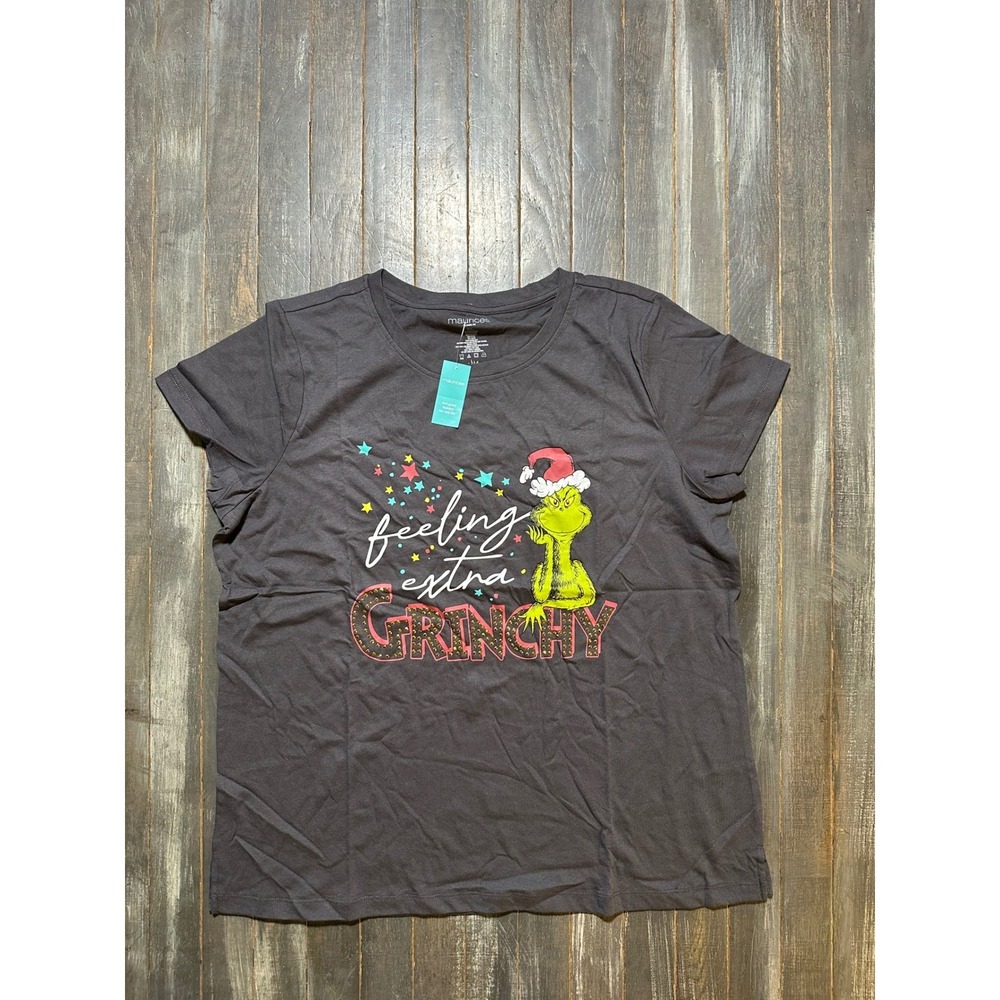 Maurices Dr Seuss The Grinch Christmas Graphic Tee Gray Feeling Extra Grinchy